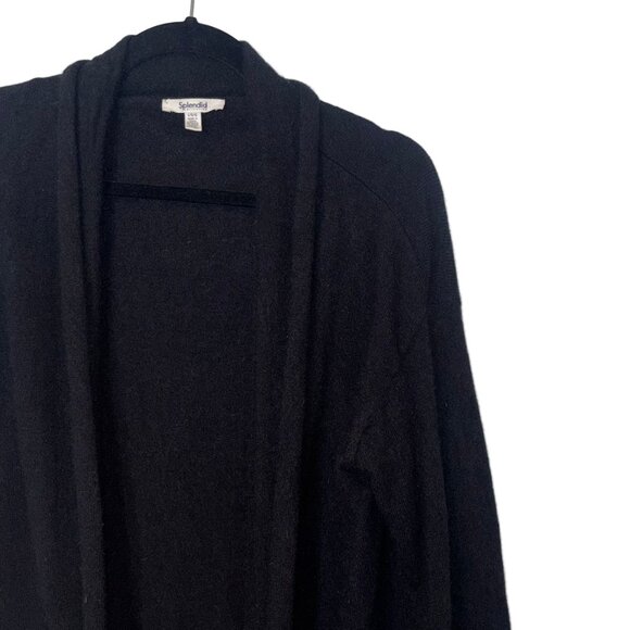 Splendid 100% Cashmere Black Open Front Cardigan - Size L - Picture 1 of 6